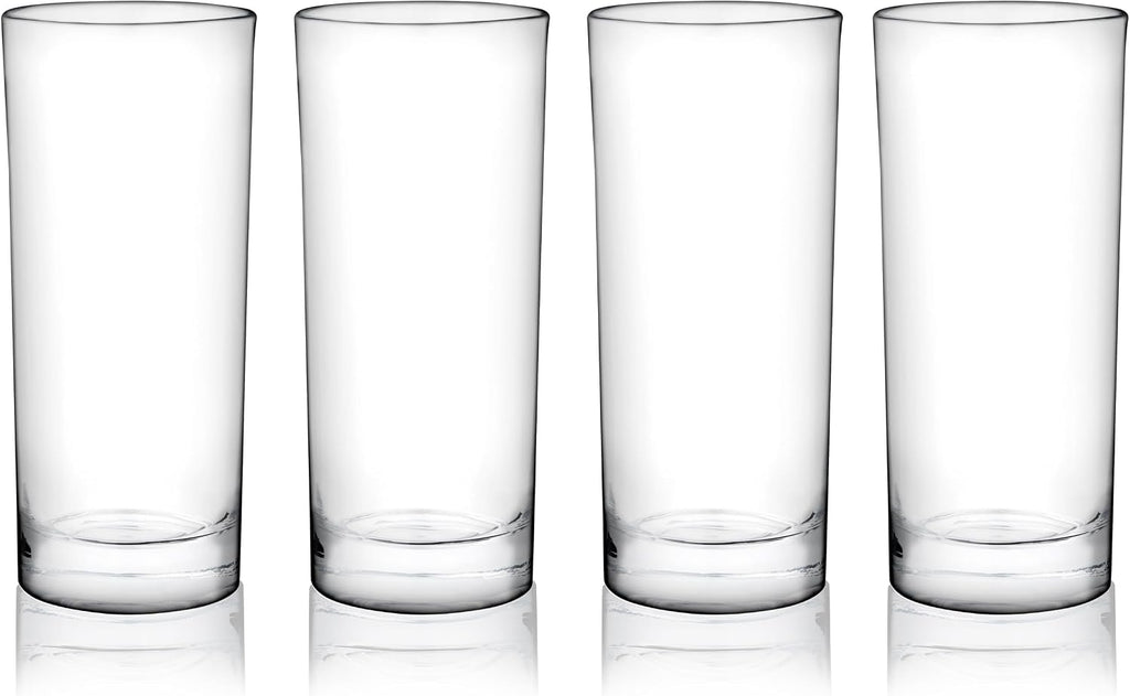 True Highball Glasses  Tall Glass Tumbler for Cocktails  Mojito Iced Tea Juices  Soda Water Drinking Cups  Kitchen Glassware  Home Bar  11 oz Set of 4