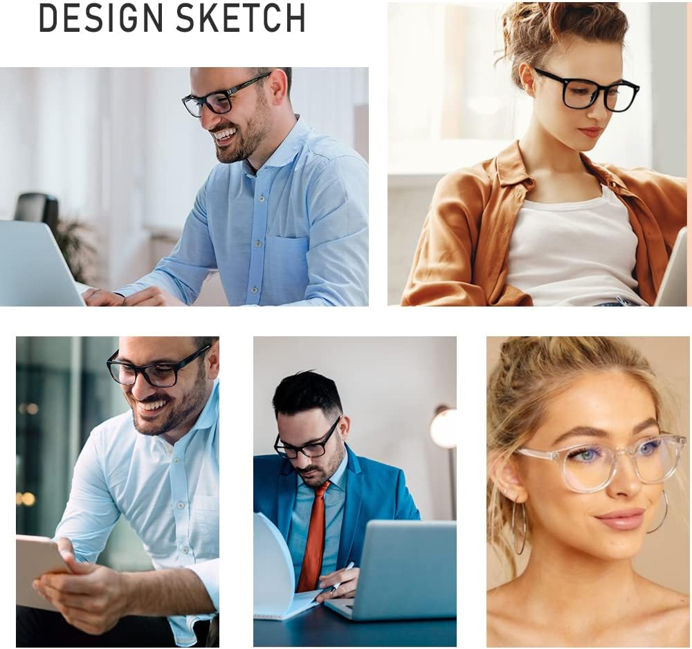 HUOZHI Fashion Square Blue Light Blocking Glasses - Clear Computer & Gaming Glasses for Women and Men