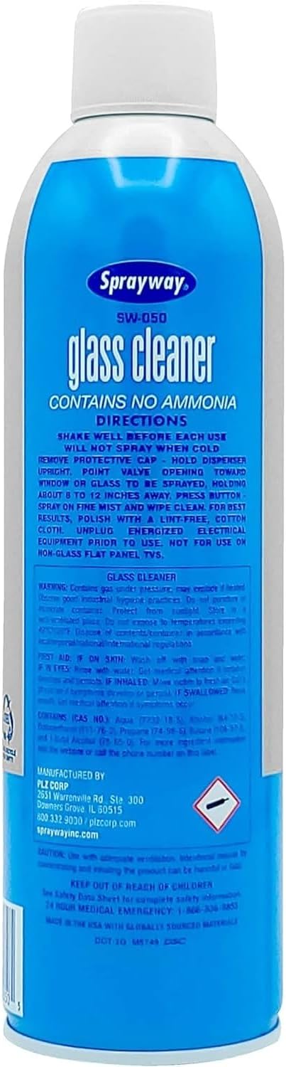 Sprayway Glass Cleaner with Foaming Spray for a Streak-Free Shine for Home and Automotive Use  19 oz.  Pack of 12