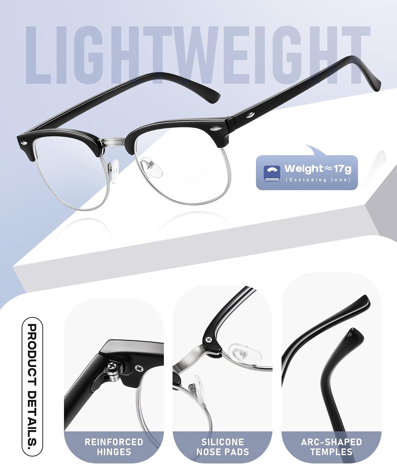 Blue Light Blocking Glasses Computer/Gaming/Screen Glasses for Women or Men，Anti Blue Light & UV