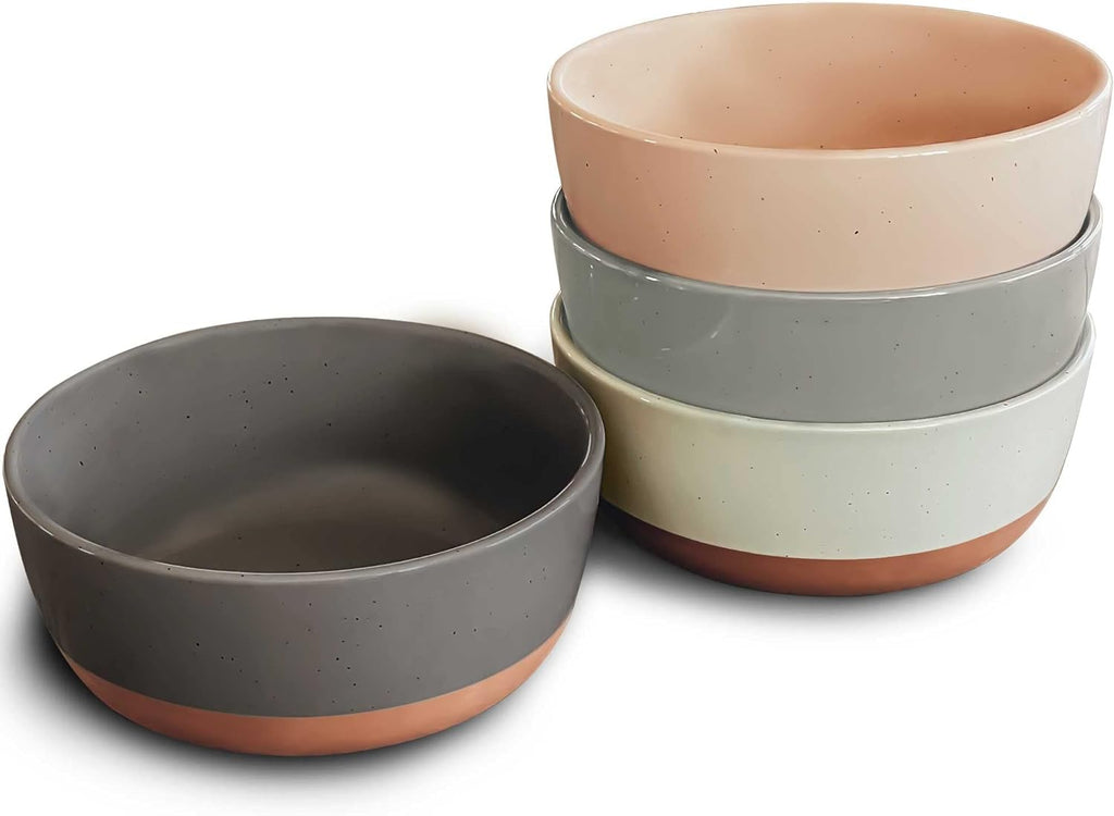 Set of 4 Porcelain Bowls  25oz - Microwave  Dishwasher & Oven Safe for Soup  Cereal  etc.