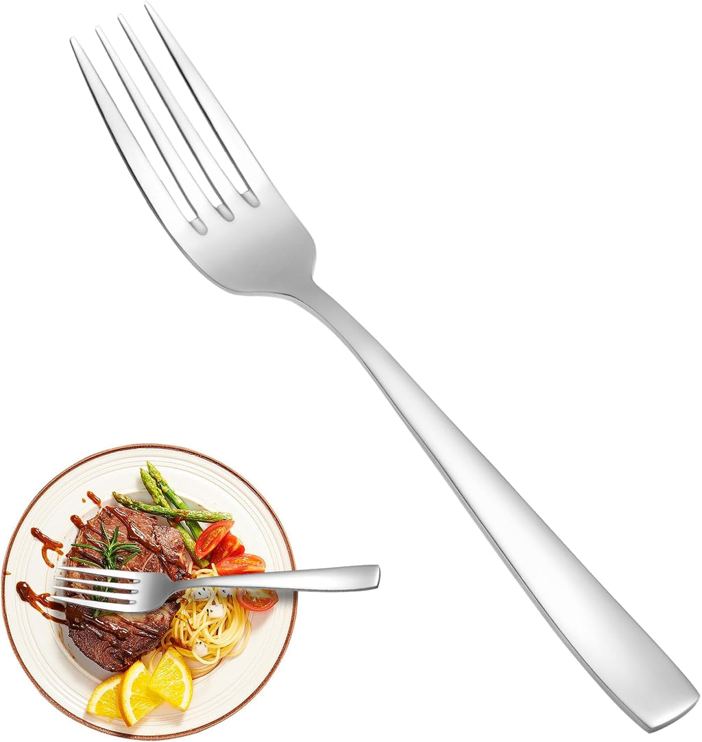 12 Piece Dessert Forks Set  Food-Grade Stainless Steel Silverware Forks  Salad Forks  Metal Forks for Home  Kitchen or Restaurant  Mirror Polished  Dishwasher Safe - 8 Inch