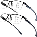 SKYOAK 2 Pack Mens Premium Progressive Multifocus Reading Glasses  TR90 Temples Blue Light Blocking Anti UV/Eye Strain Computer Readers No-Line Half Frame Multifocal Eyeglasses  2x