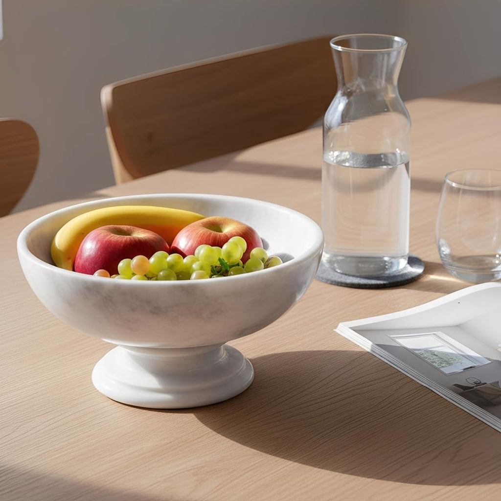 Radicaln Marble Fruit Bowl For Kitchen Counter White 10" Inch Handmade Fruit Dish  Decorative Bowls For Entryway Table  Modern Candy Bowl For Kitchen Storage