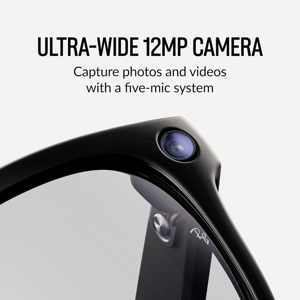 Ray-Ban Meta (Gen 1)  Wayfarer  Shiny Black | Smart AI Glasses for Men  Women — 12 MP Ultra-Wide Camera  Open-Ear Speakers for Audio  Video Recording and Bluetooth — Clear Lenses — Wearable Technology