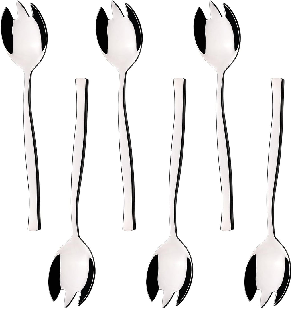 6-Piece Silver Stainless Steel Sporks  7.9 INCH Stainless Steel Spoon Sporks  Ice Cream Spoon & Salad Forks Flatware Set