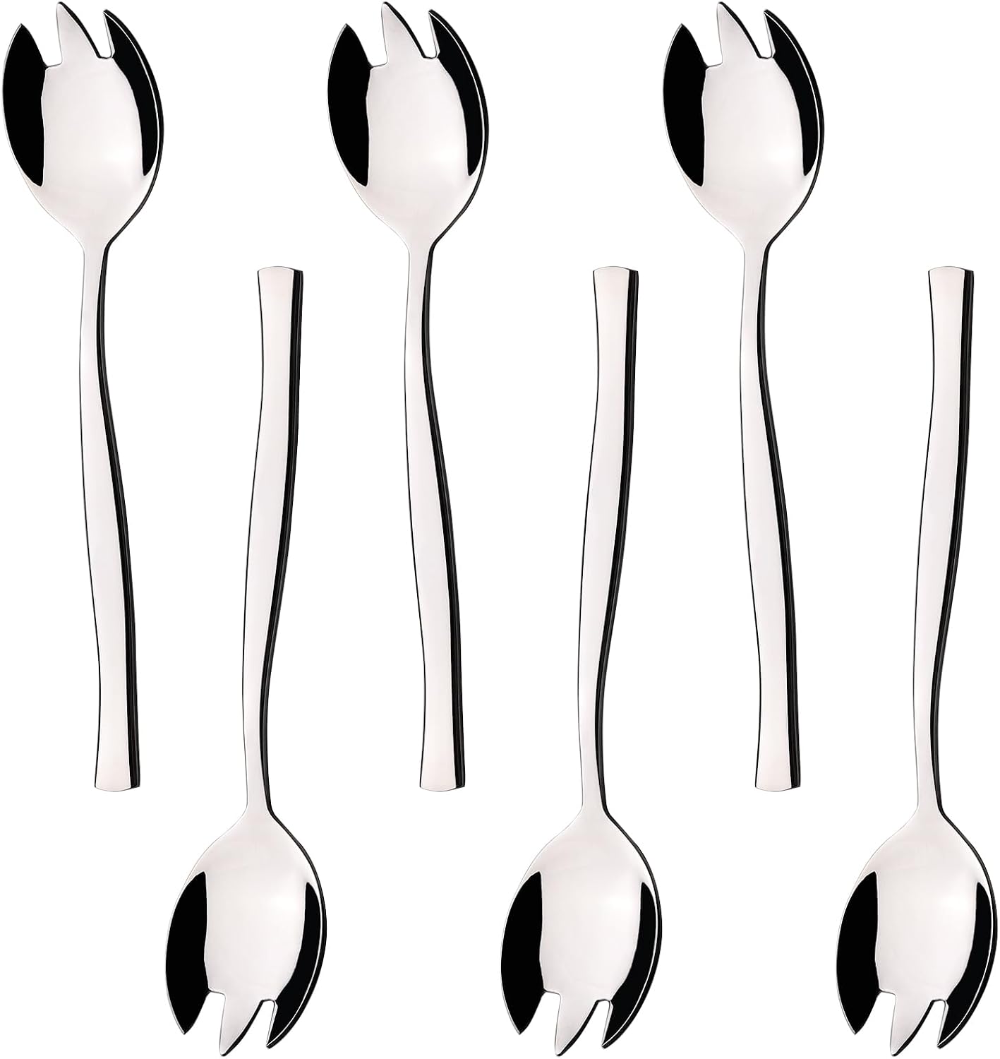 6-Piece Silver Stainless Steel Sporks  7.9 INCH Stainless Steel Spoon Sporks  Ice Cream Spoon & Salad Forks Flatware Set