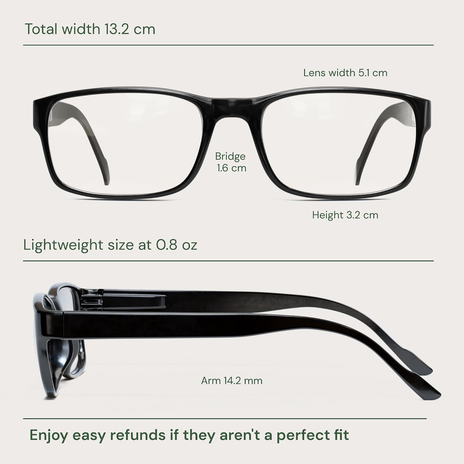 Gaoye 2-Pack of Reading Glasses +0.75 - Blue-Light Filter  UV Protection - Readers with Rectangle Frames