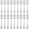 16 Pcs Forks and Spoons Silverware Set Food Grade Stainless Steel Flatware Cutlery Set for Home Kitchen and Restaurant Mirror Polished Dishwasher Safe - 8 Dinner Fork(8 inch) and 8 Teaspoon(6.5 inch)