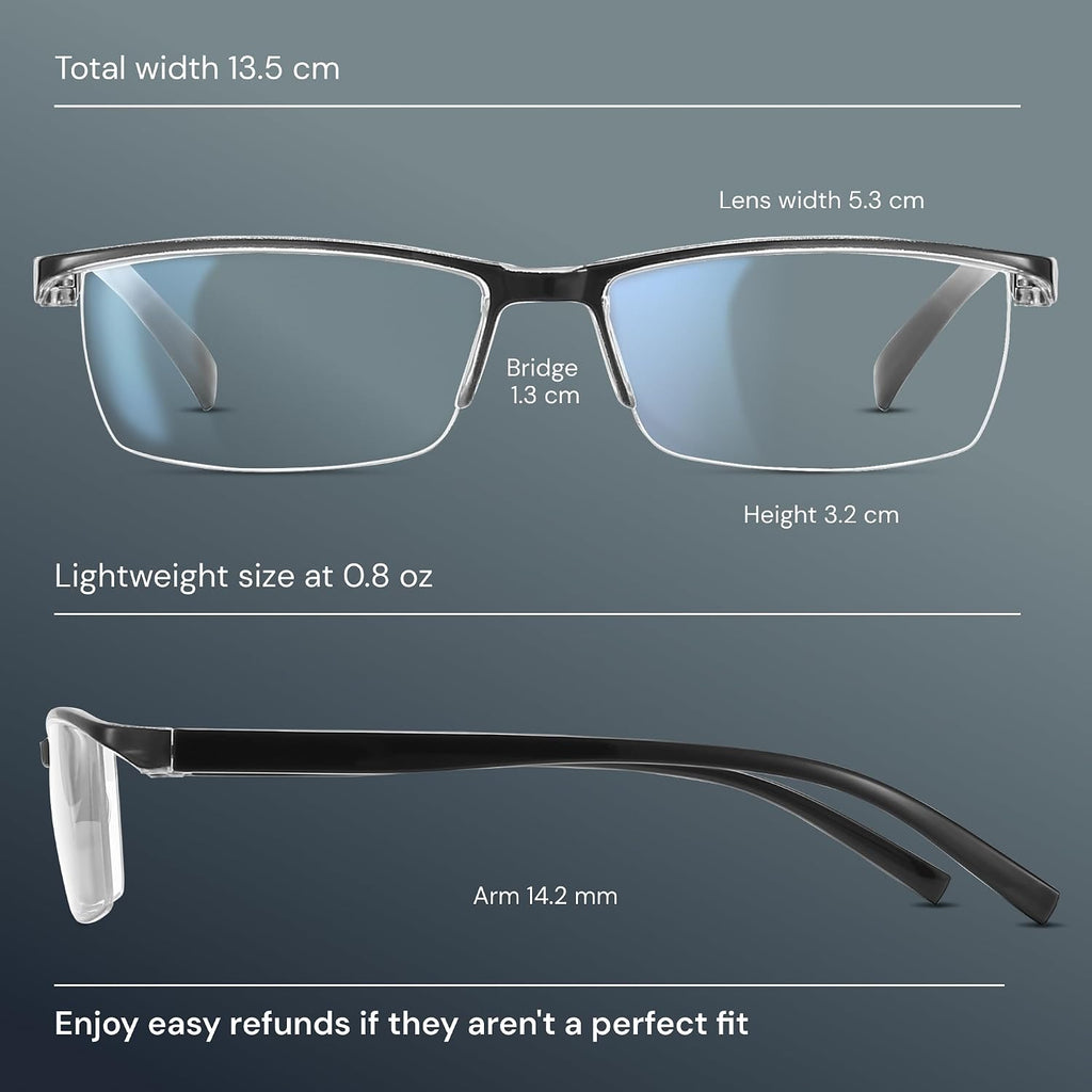 Gaoye 6 pack Executive Style Reading Glasses Men - Durable Readers with Blue Light Filtering - Comfortable Fit with TR90 Frames