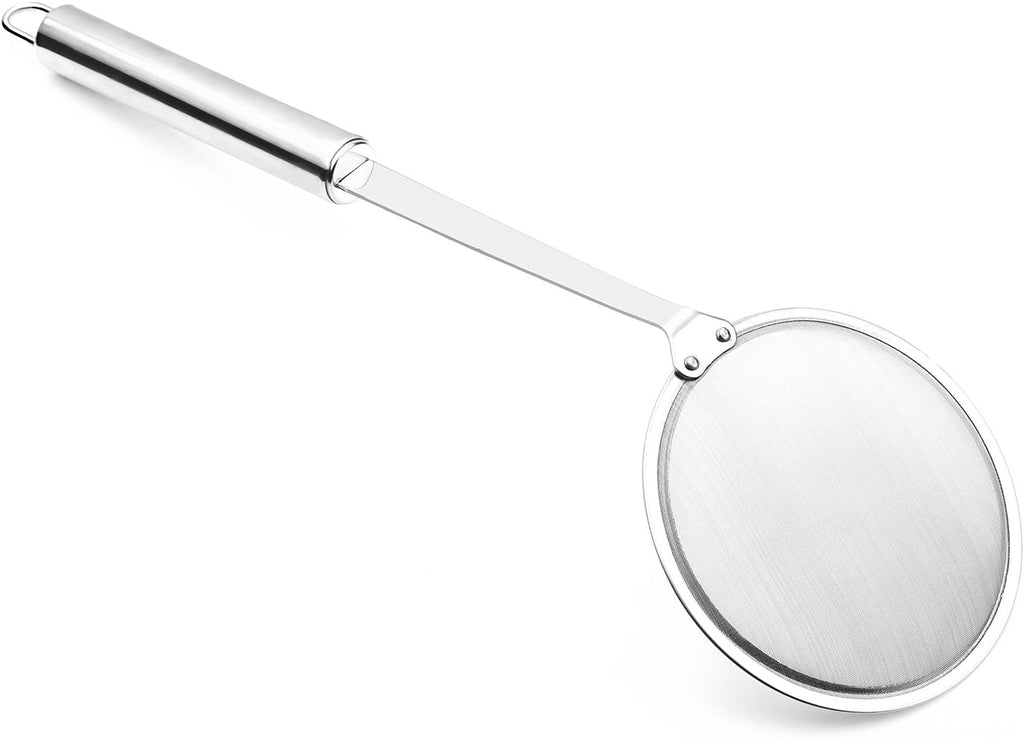 Hiware Stainless Steel Fat Skimmer Spoon - Fine Mesh Food Strainer for Grease  Gravy and Foam  Japanese Hot Pot Skimmer with Long Handle