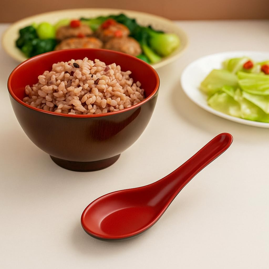 JapanBargain 2384  12-Pack Melamine Soup Spoons for Pho Ramen Wonton Soba Rice Noodles  5-Inch Asian Utensils  Heat Resistant  Dishwasher Safe  Break and Scratch Proof
