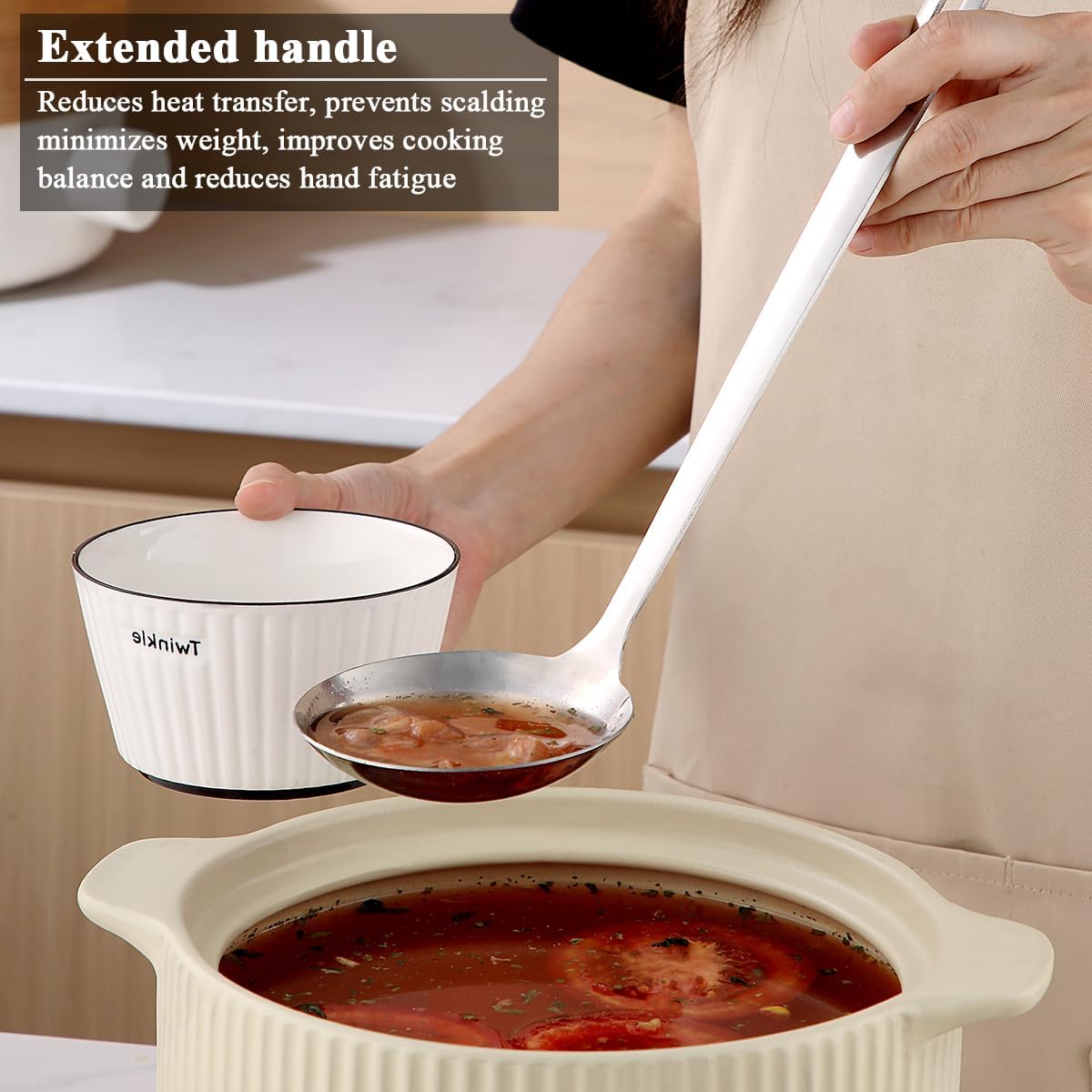 Berglander Stainless Steel Soup Ladle  11.8" Durable Ladel Spoon for Serving or Cooking  Dishwasher Safe  Durable & Rust-Resistant Cooking Utensil