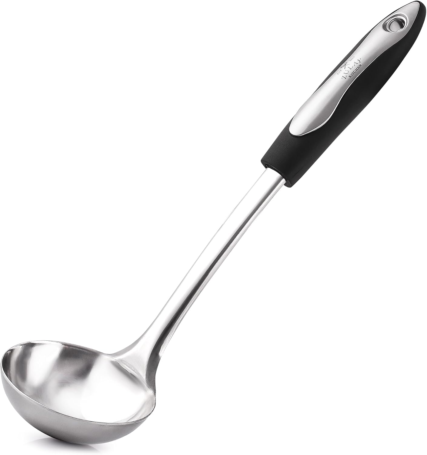 Zulay Kitchen Premium Soup Ladle - 12" Stainless Steel with Non-Slip Silicone Handle