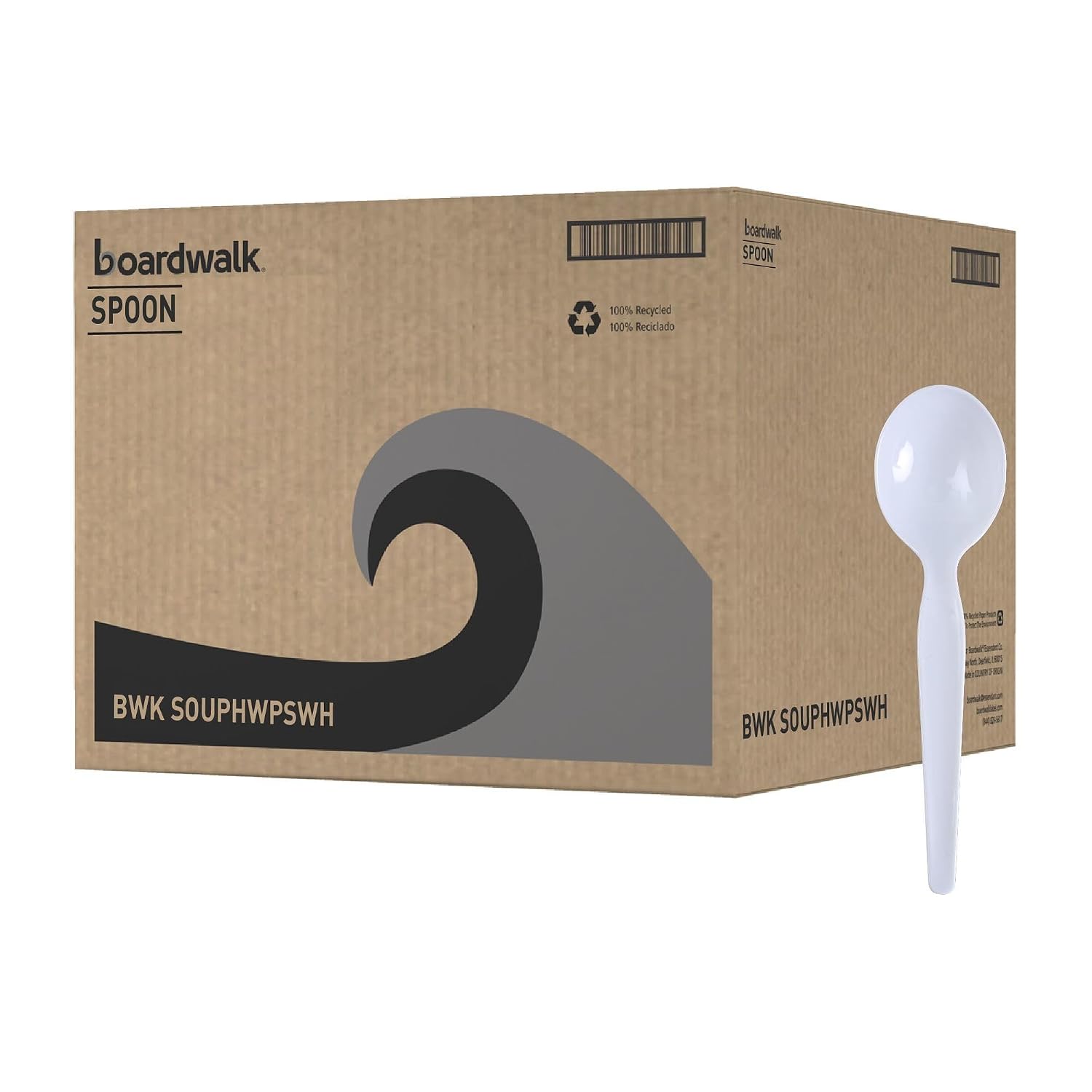 Boardwalk Heavyweight Polystyrene Cutlery  Soup Spoon  White  1000/Carton