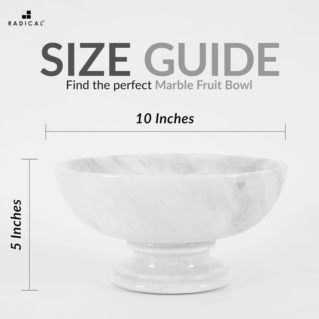 Radicaln Marble Fruit Bowl For Kitchen Counter White 10" Inch Handmade Fruit Dish  Decorative Bowls For Entryway Table  Modern Candy Bowl For Kitchen Storage