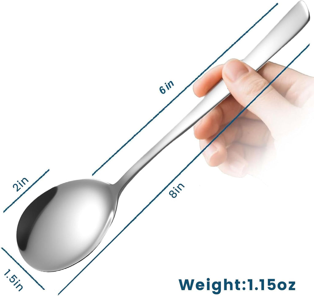 HANSGO Soup Spoons  8PCS Korean Spoon  8.5 Inch Stainless Steel Tablespoon with Long Handles for Home Kitchen Restaurant  Flatware Set for Stirring Hot Cocoa and Cereal  Durable & Dishwasher Safe