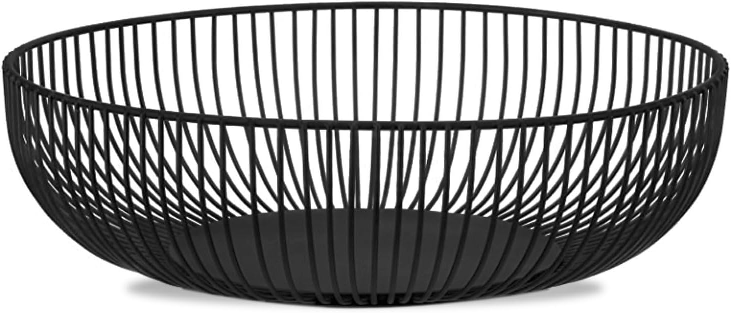 IBWell Black Wire Fruit Basket Fruit Bowl Kitchen Fruit Basket Stand Fruit Bowls for the Counters Metal Fruit Bowl (Exposure)