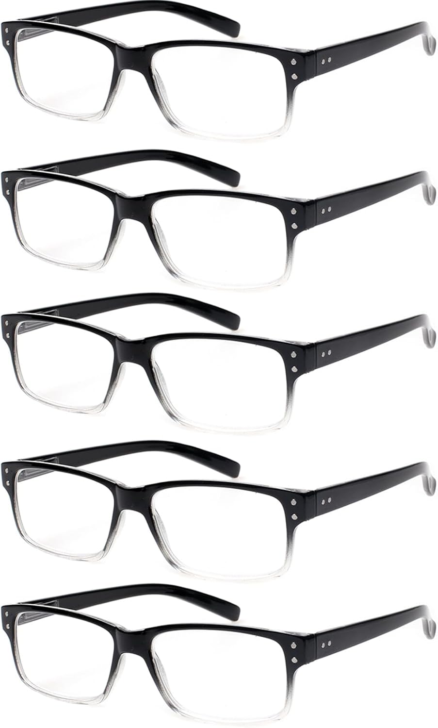 NORPERWIS Reading Glasses 5 Pairs Quality Readers Spring Hinge Glasses for Reading for Men and Women (5pcs - Black/Clear  2.00)