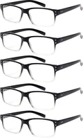 NORPERWIS Reading Glasses 5 Pairs Quality Readers Spring Hinge Glasses for Reading for Men and Women (5pcs - Black/Clear  2.00)