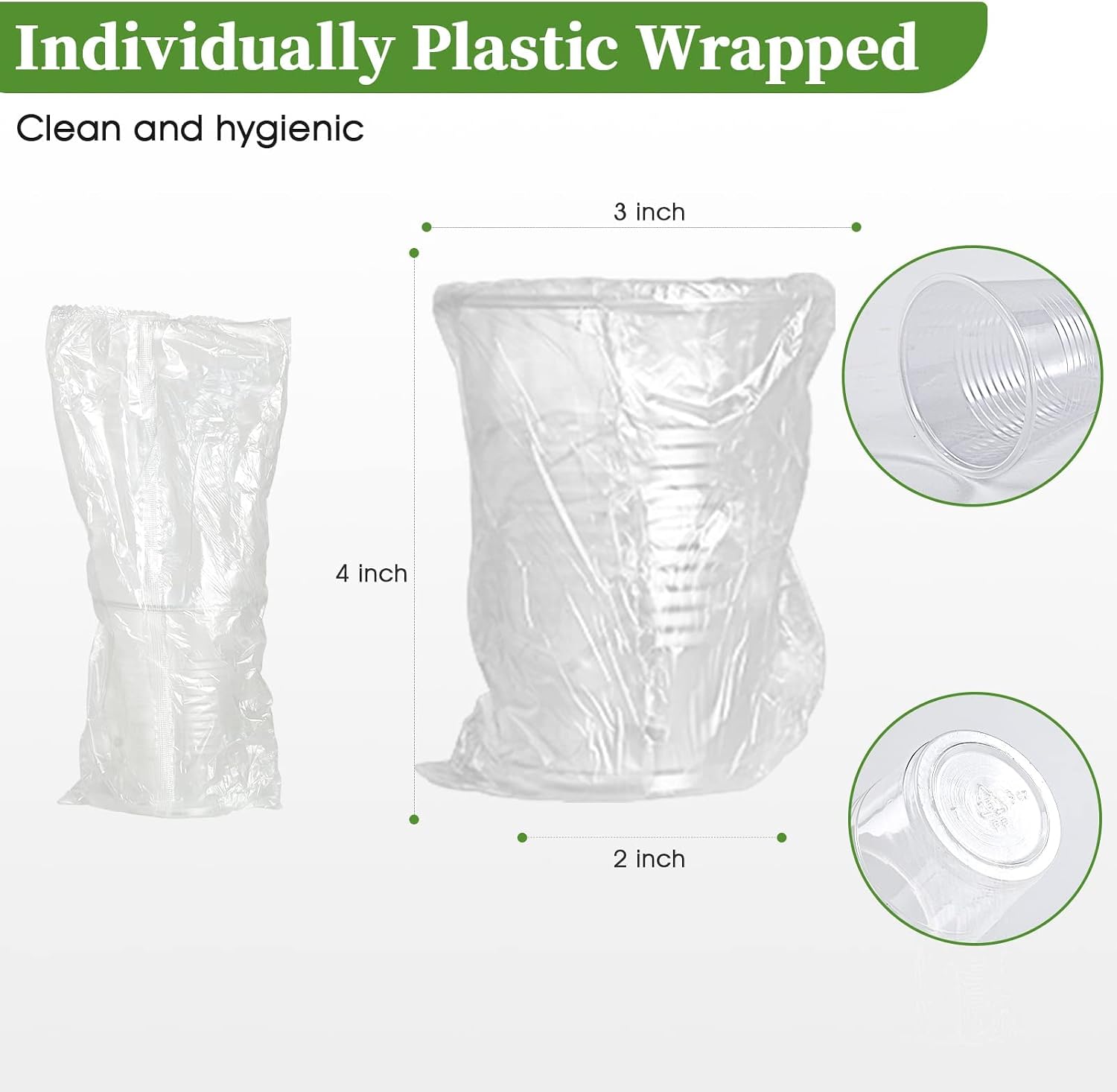 Vplus 500 Pack 9 OZ Clear Plastic Cups  Individually Wrapped PP Plastic Cups Disposable 9 OZ Drinking Glasses for Hotel Party Thanksgiving Christmas
