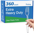 360 Count Extra Heavy Duty Clear Plastic Forks Disposable  BPA-Free  Heat Resistant  Solid and Durable Disposable Forks Bulk  Premium Plastic Forks heavy duty for Party Supply