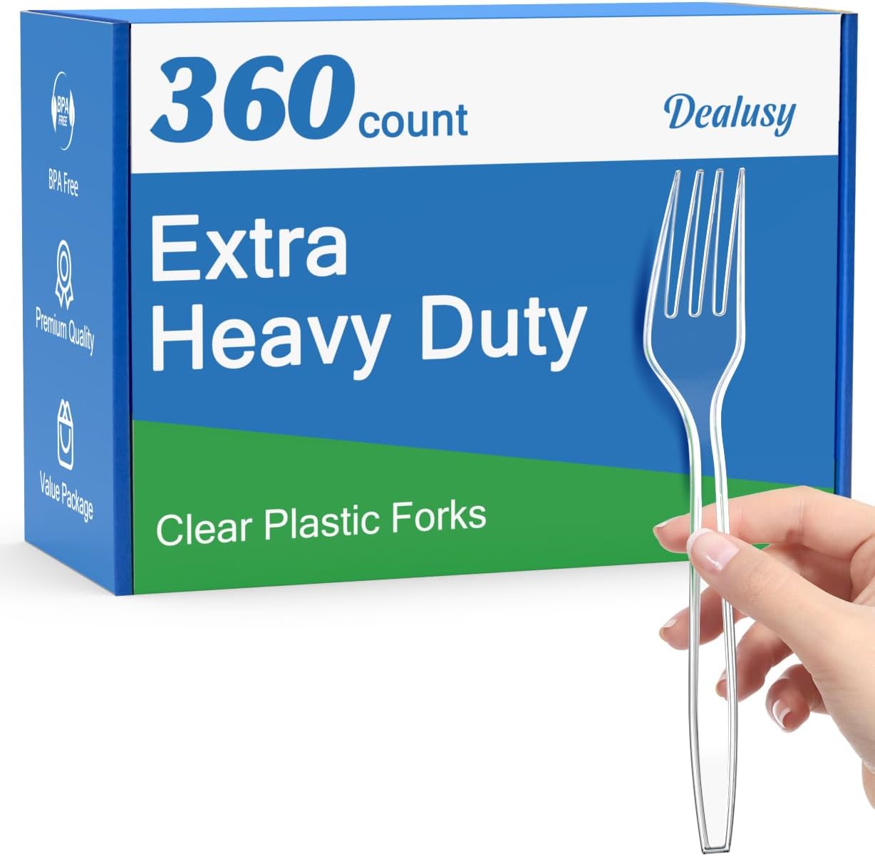 360 Count Extra Heavy Duty Clear Plastic Forks Disposable  BPA-Free  Heat Resistant  Solid and Durable Disposable Forks Bulk  Premium Plastic Forks heavy duty for Party Supply