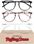 IBOANN Chic & Comfy Blue Light Glasses for Women - 3-Pack Round Frames  Screen-Ready Style with UV Protection Coating