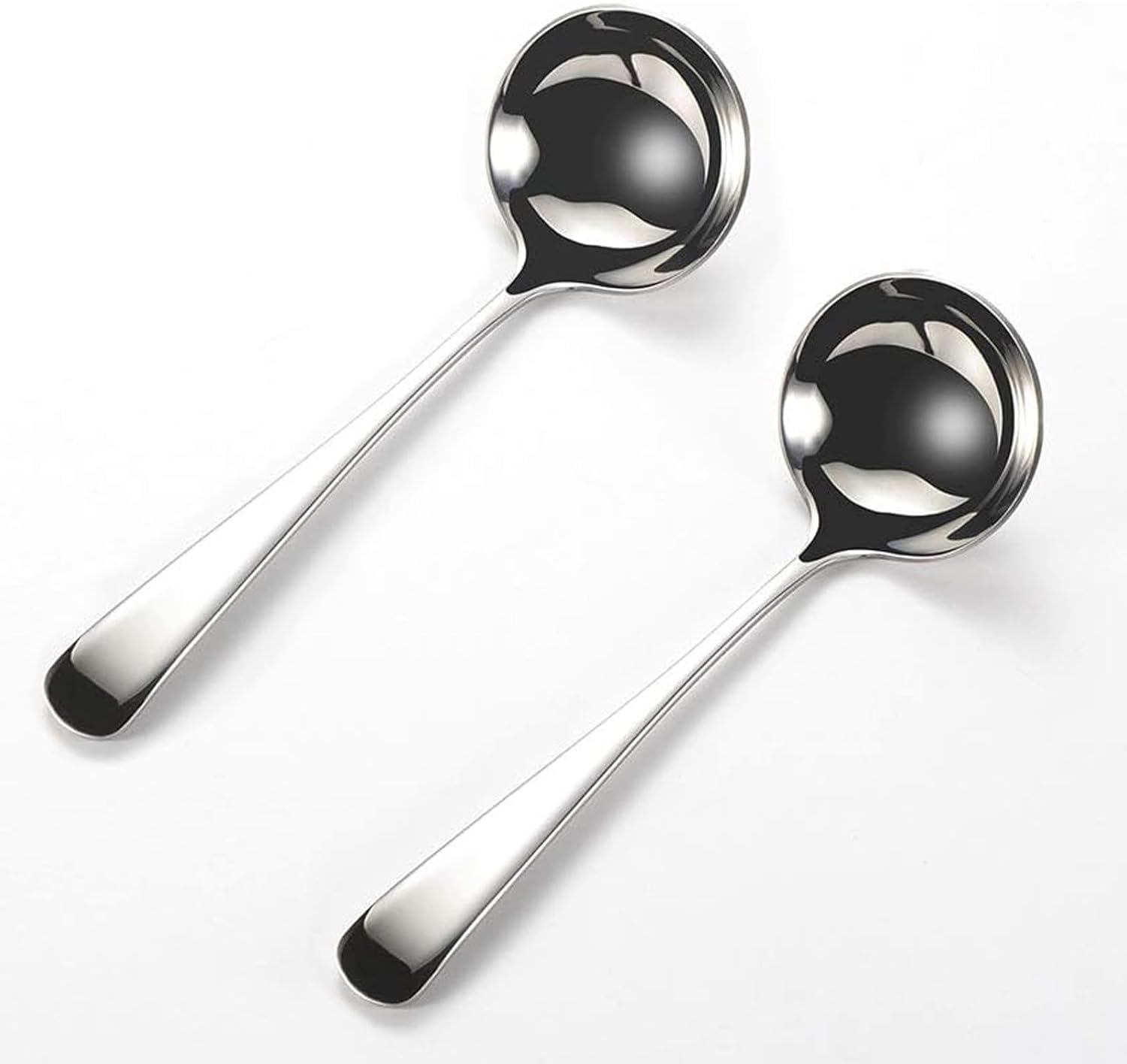 Zjunhm Small Soup and Gravy Ladles - 304 Stainless Steel  7.7 Inches  2-Piece Set - Dishwasher Safe (Silver)