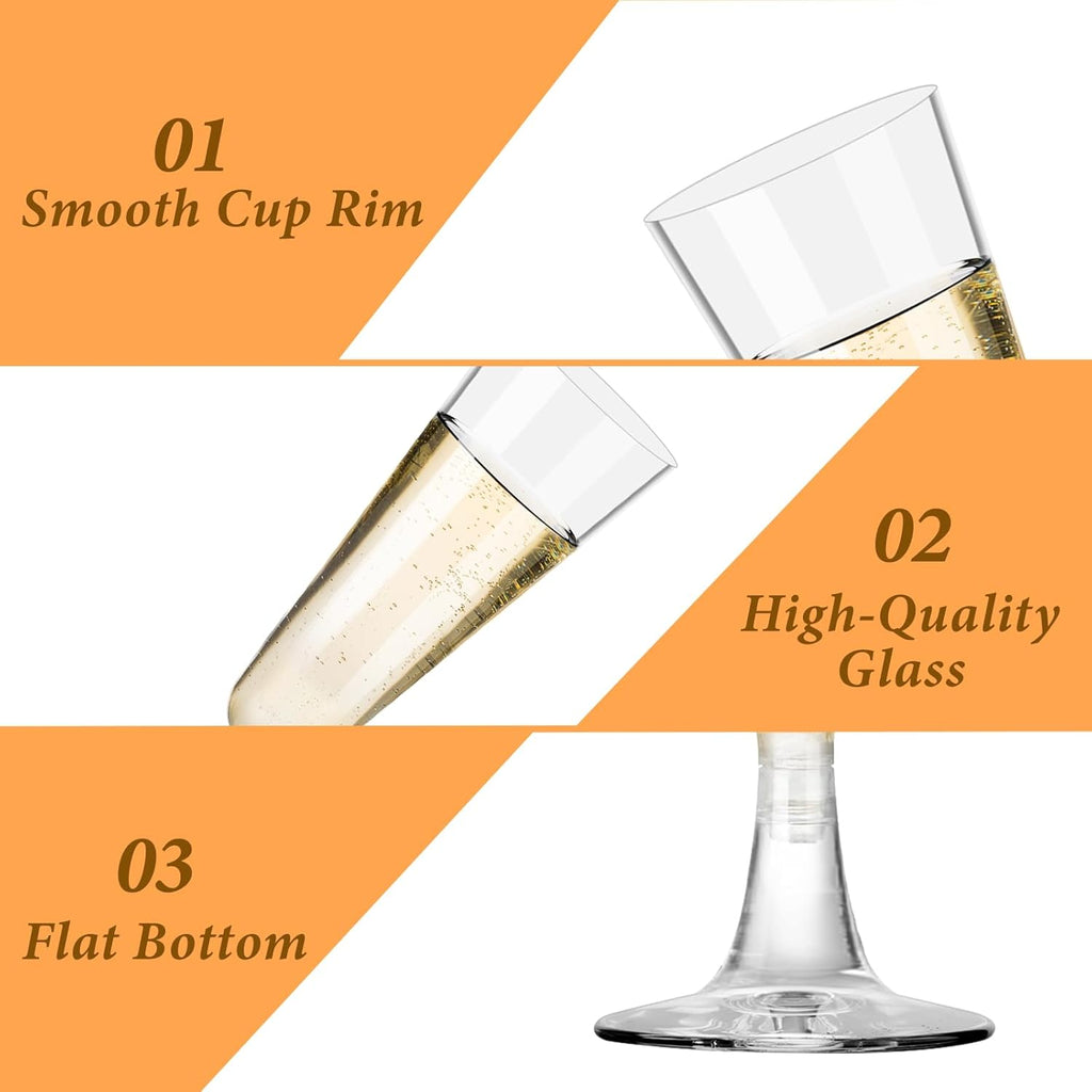 GuanQiao Plastic Champagne Flutes 40 Pack  5.5 Oz Clear Disposable Plastic Champagne Glasses  Wine Glasses Cups for Wedding Celebration Birthday Party Wine Tasting New Years Eve Party Supplies
