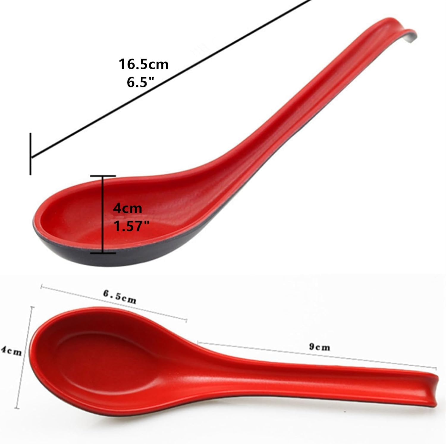 8Pcs Asian Soup Spoons Long Handle with Hook 8 Colors 6.5inch Chinses Soup Spoon for Ramen Wonton Soba Rice Noodle Kitchen Restaurant Party Gift