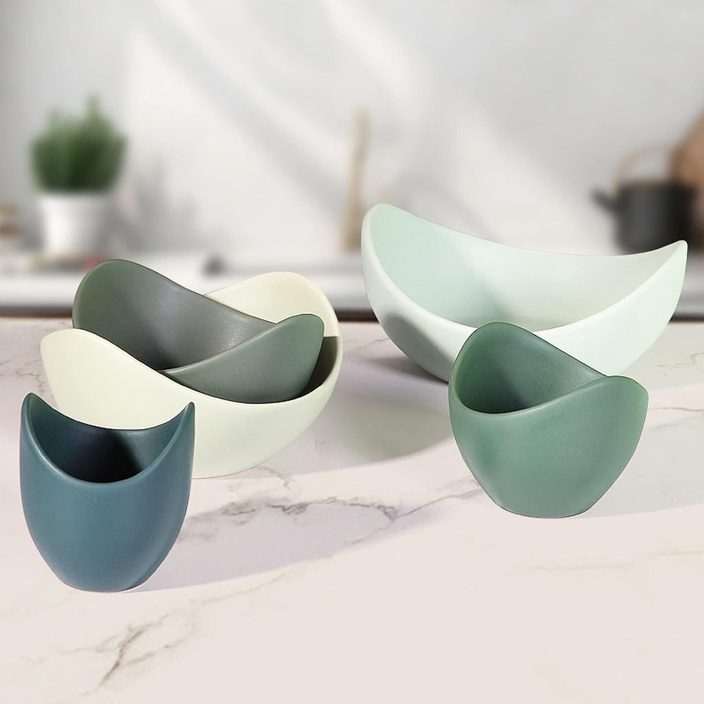 Notakia Salad Decorative Bowls Lotus Shaped Pasta Bowls Dishwasher Safe  Unique Angled Ceramic Bowls for Salad  Pasta  Soup  Rice  Prep  Ideal for Restaurant (Green)