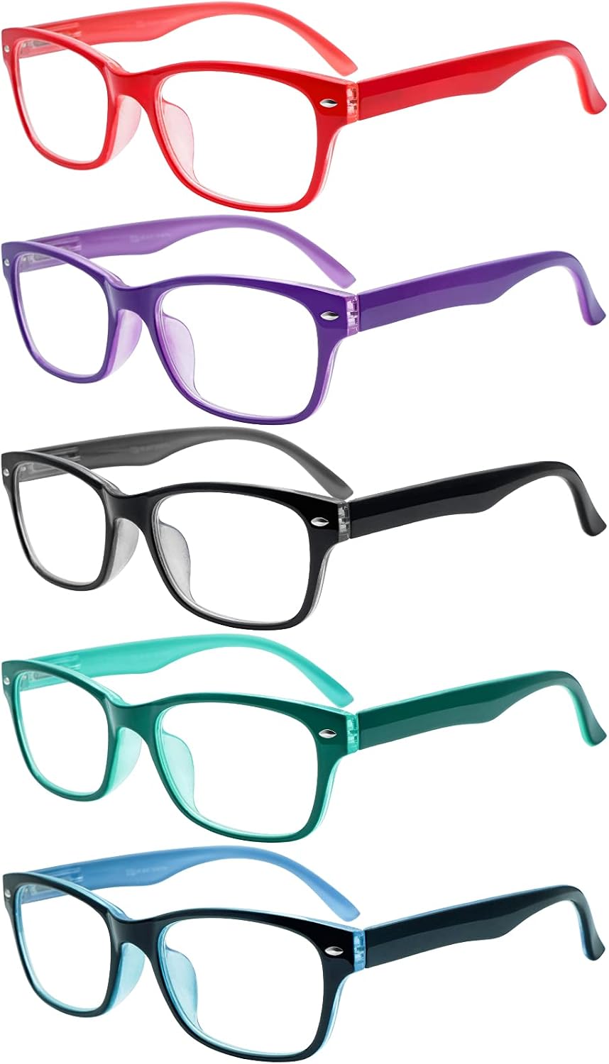 SIGVAN Reading Glasses 5 Packs Blue Light Blocking Eyeglasses Quality Spring Hinge Colorful Computer Readers for Women Men