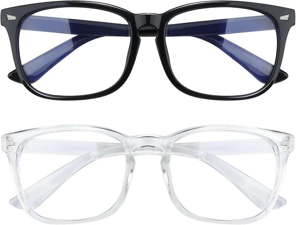 HUOZHI Fashion Square Blue Light Blocking Glasses - Clear Computer & Gaming Glasses for Women and Men