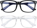 HUOZHI Fashion Square Blue Light Blocking Glasses - Clear Computer & Gaming Glasses for Women and Men
