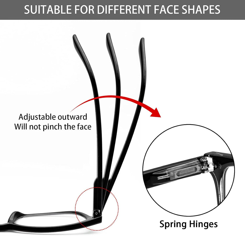 VIDEBLA 5 Pack Blue Light Blocking Reading Glasses Spring Hinge Readers for Women Men Anti UV Ray Filter Nerd Eyeglasses