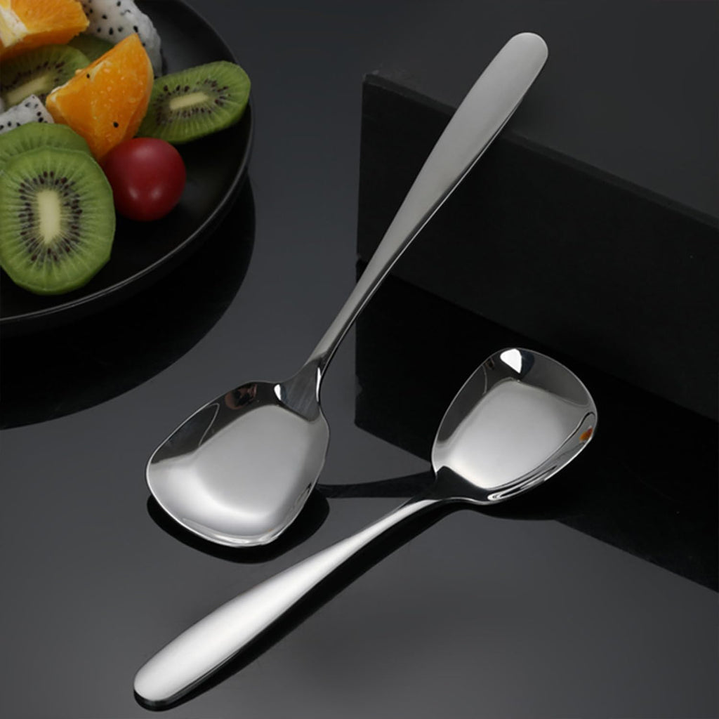 Square Head Spoons  Korean style Square Sugar Spoon Thick Heavy Stainless Steel Soup Spoons Table Spoons Flat Square Spoon 7 Inch Set of 4.