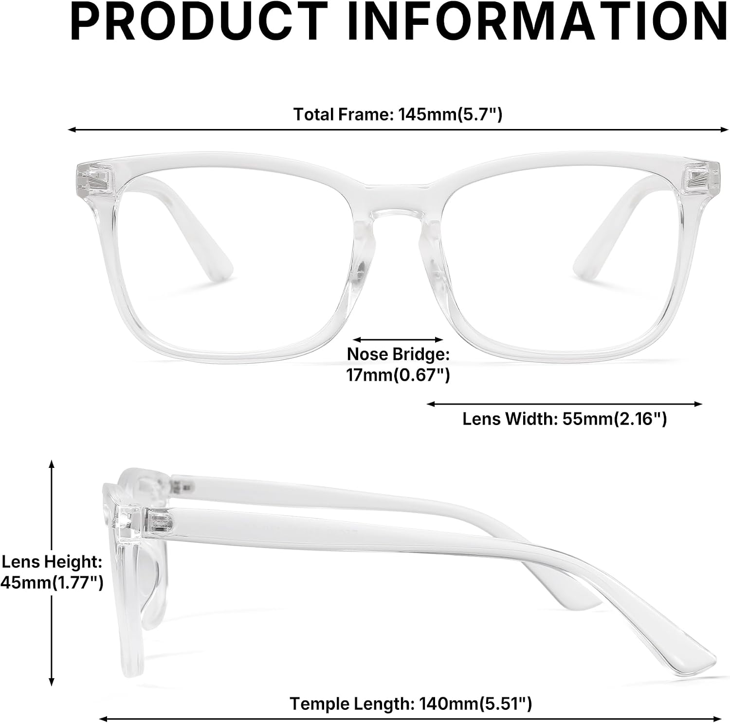 Pro Acme Non-prescription Glasses Clear Frame Glasses for Women Men