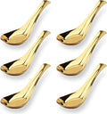 Asian Stainless Steel Chinese Soup Spoons Set of 6 for Ramen Pho Wonton Dumpling Noodles (gold)