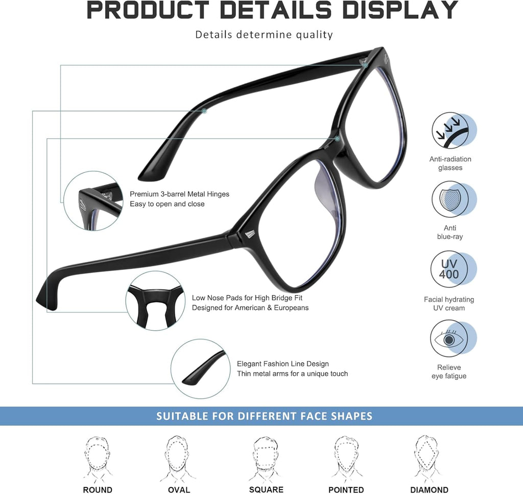 5 Pack Reading Glasses for Women Men  Blue Light Blocking Computer Readers UV Glare(Multicolor  1.75x)