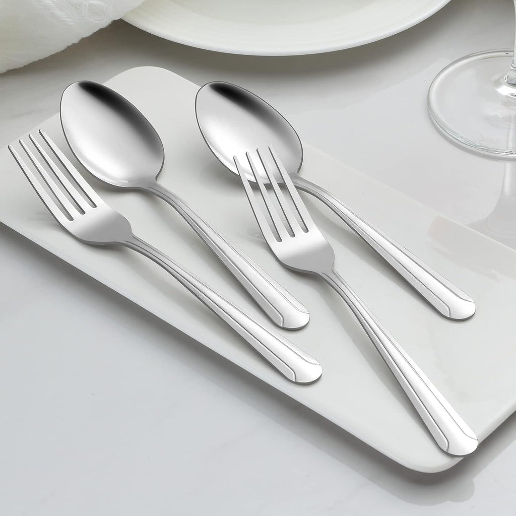 BEWOS 24 Pieces Dinner Forks Set  8.2-Inch Stainless Steel Forks Silverware  Flatware Salad Forks for Home  Kitchen or Restaurant - Mirror Polished  Dishwasher Safe