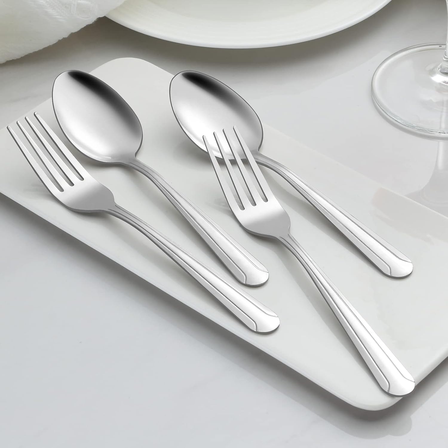 BEWOS 24 Pieces Dinner Forks Set  8.2-Inch Stainless Steel Forks Silverware  Flatware Salad Forks for Home  Kitchen or Restaurant - Mirror Polished  Dishwasher Safe