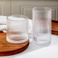 Ribbed Drinking Glasses 8pcs  12oz and 10oz Glassware  Tumbler Glasses Cup Set for Wedding  Party  Christmas Gift  Clear
