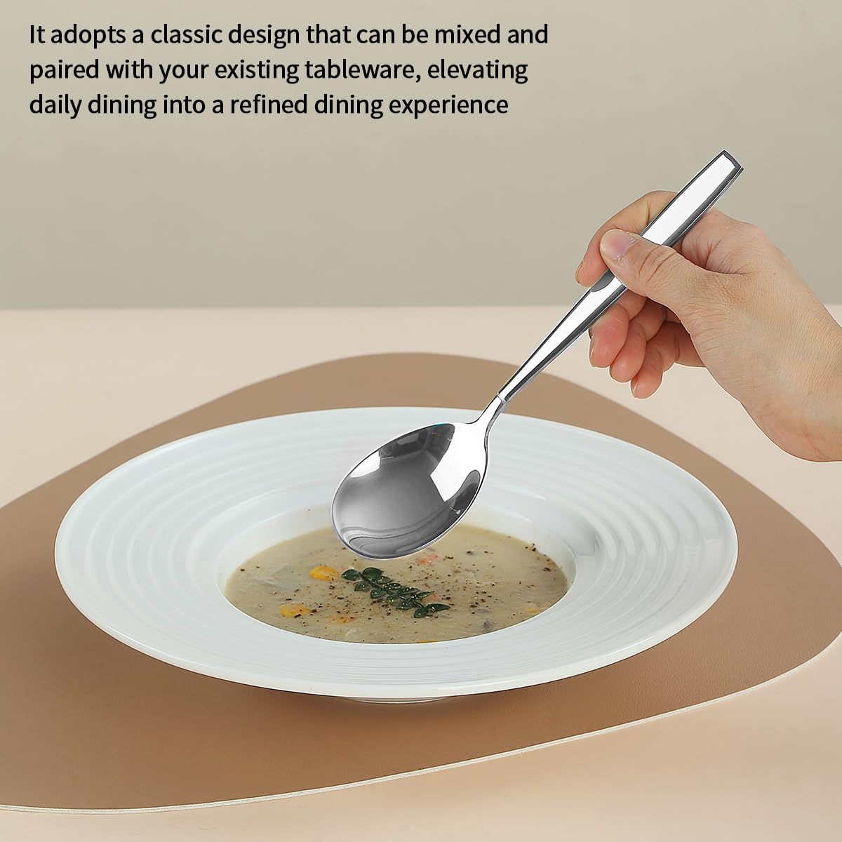 Evanda 4-Piece Salad Server Set  Stainless Steel Serving Set  Spoon  Servers  Fork  Dishwasher Safe