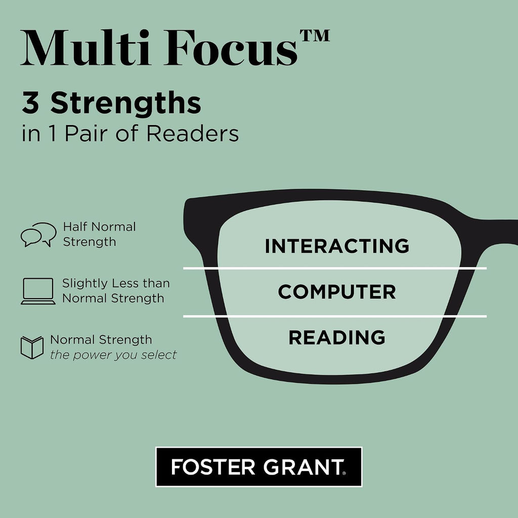 Foster Grant unisex-adult Mckay Multifocus Reading Glasses Round reading-glasses