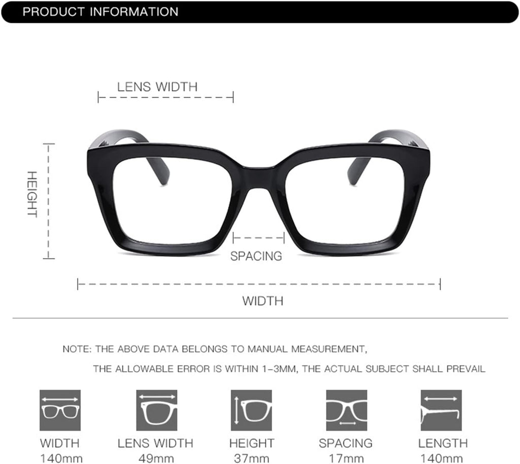 EYLRIM Classic Thick Square Frame Clear Lens Glasses for Women Men Non Prescription Eyeglasses