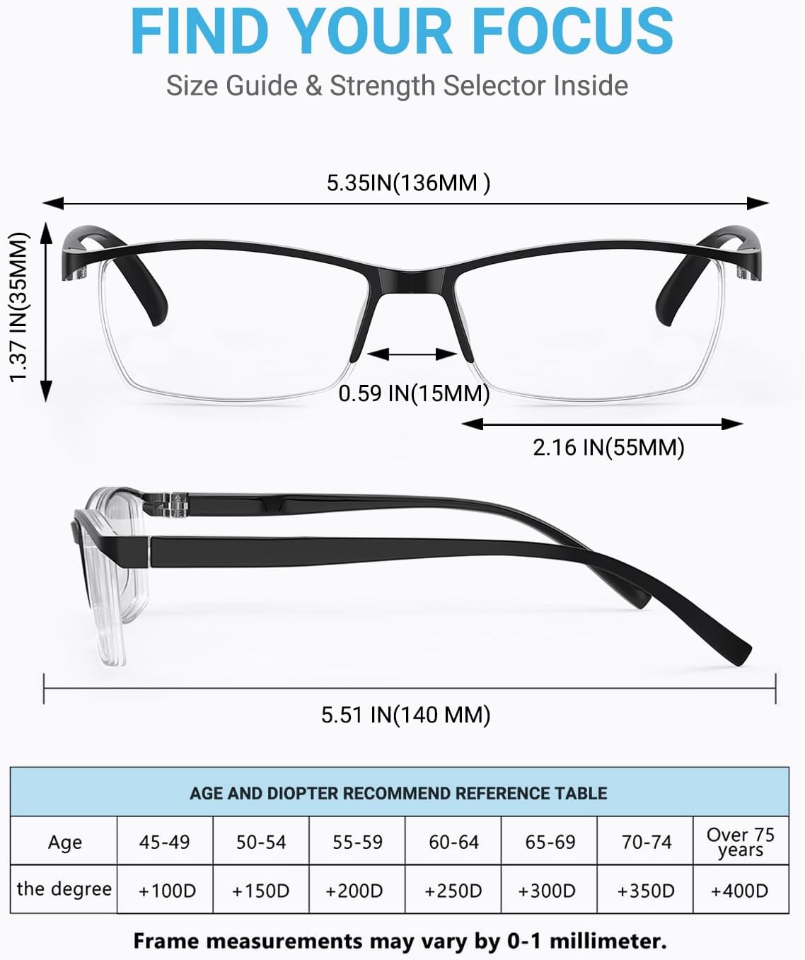 LUFF 4Pcs Anti-Blue-ray Reading Glasses Portable Ultra-Light Readers(2.0X)