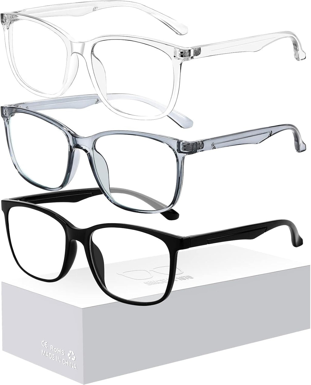 Blue-Light Blocking Glasses for Women Men - 3Pack Computer Reading/Gaming/TV/Phones Glasses Anti Eyestrain & UV Glare