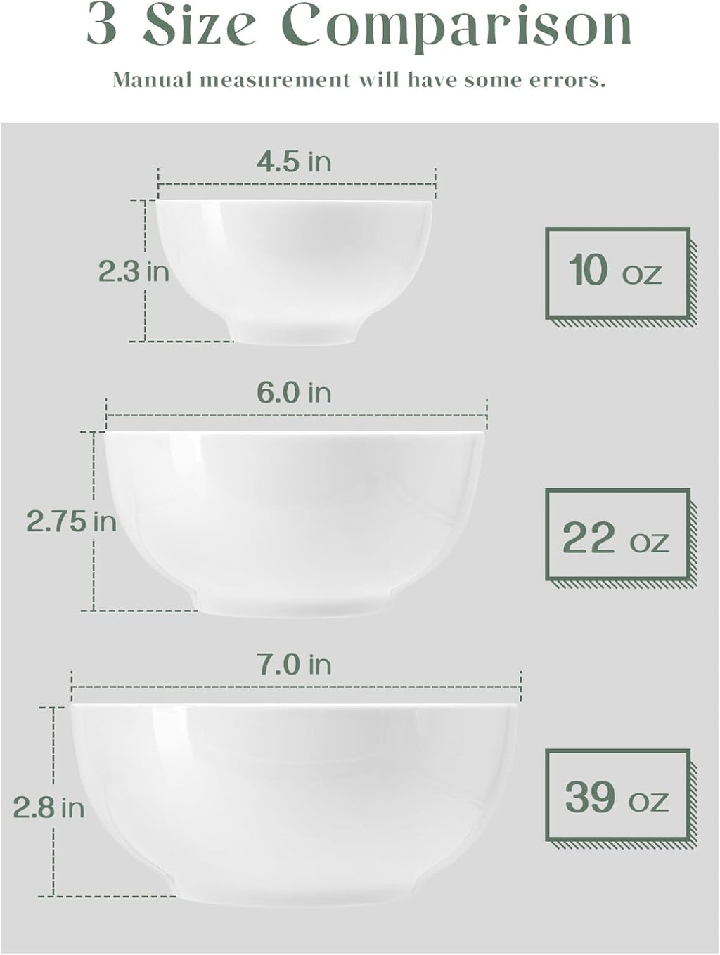 DOWAN 22 OZ White Ceramic Bowls Set of 4 - Perfect for Soup Bowls for Kitchen  Cereal Bowl  Ramen Bowl  Microwave Safe for Oatmeal  Fruit Salad and Rice Bowl - Dishwasher & Microwave Safe
