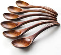 IQCWOOD Wooden Soup Spoons  Magic Wooden Spoons for Eating  6 Pieces 6.8 inch Asian Soup Spoon for Salad Desserts  Coffee  Snacks  Cereal  and Fruit